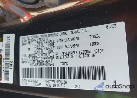 2023 Toyota Tundra Limited from USA, damaged, VIN 5TFJA5DB0PX078841